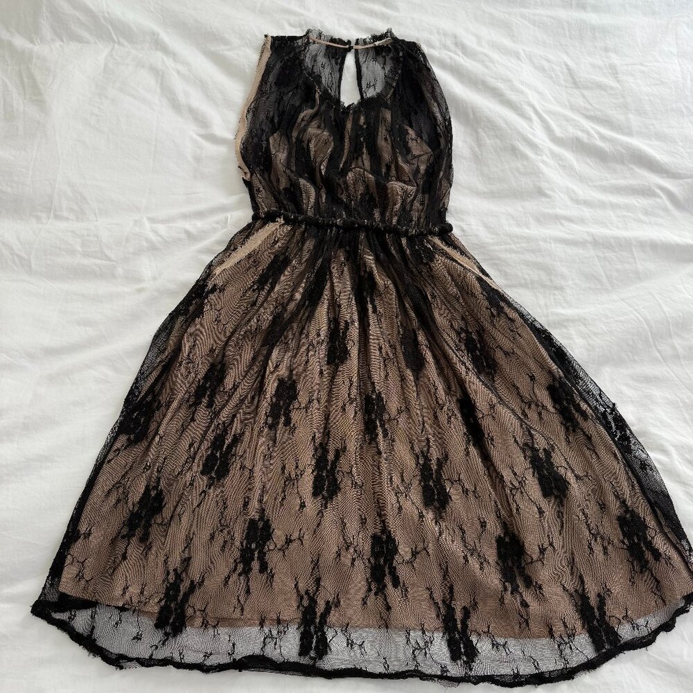 Wilfred black and nude lace dress